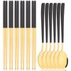 12pcs Colorful Dinnerware Set Korean Style Spoon Non-slip Chopsticks Cutlery Mirror Stainless Steel Flatware Kitchen Tableware