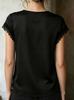 2026 European & American Women’s Short Sleeve Satin Lace V-Neck Shirt