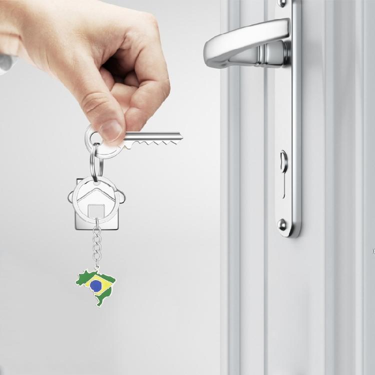 Stylový držák na klíče s mapou Brazílie Klíčenky s vlajkou Brazílie Dekorativní přívěsek na klíče