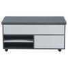 Mesa de centro regulable en altura de 100*98*65 cm con almacenamiento oculto, ruedas y cajones, mesa de comedor multifuncional, empalme gris-blanco