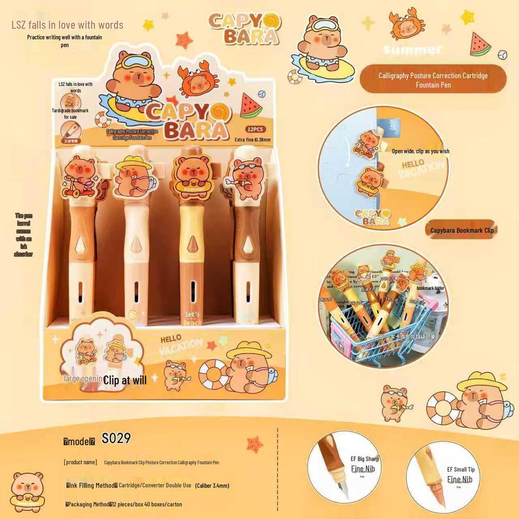 Heat Erasable Fountain Pen Set with Cute Bookmarks and Refillable Cartridge for Students