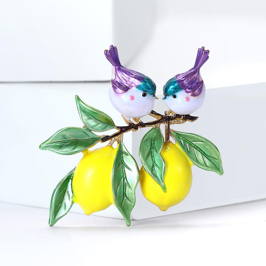 Playful Lemon Bird Enamel Brooch Alloy Craftsmanship Multipurpose Chest Decoration For Clothing Bags Event