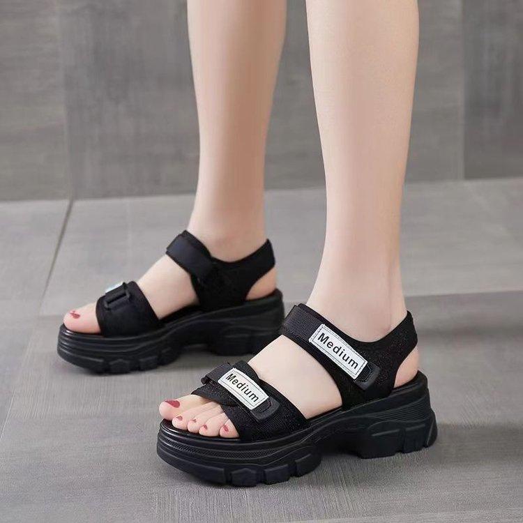 

Sports sandals women s 2025 new summer versatile muffin thick-soled wedge heel fashion outer wear beach women s shoes 35