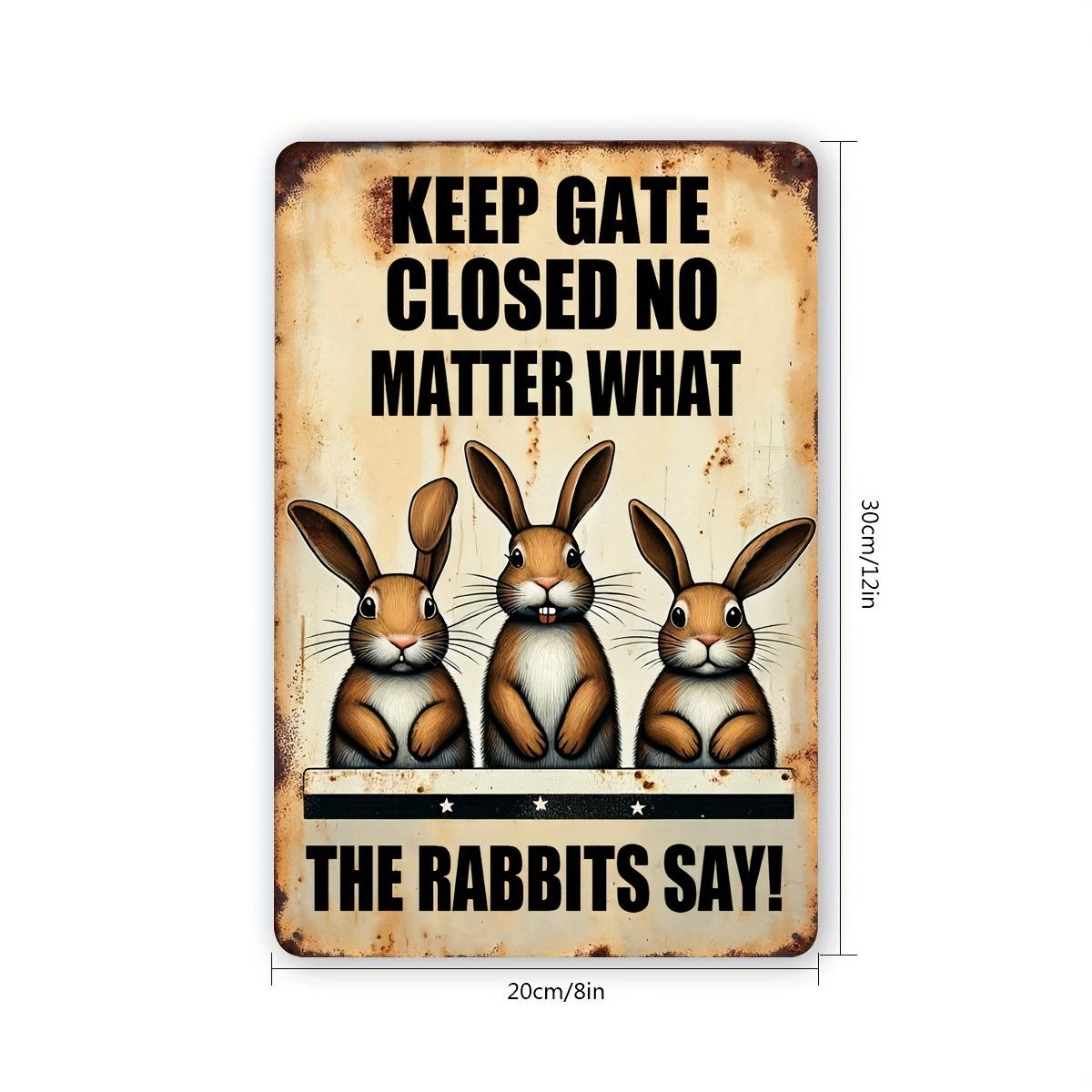 Vintage  Keep Gate Closed No Matter What the Rabbits Say  Metal Sign - Fun Easter Wall Decor - Metal - For Home, Garage, Cafe (as the picture,20x30cm)