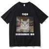Funny Rage Consumes Me Cat Meme Graphic T Shirt Fashion Vintage Short Sleeve T-shirt Men Women Casual Cotton Oversized T-shirts