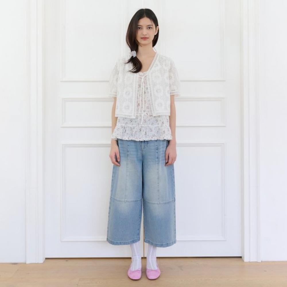 ThurSday ISland Women S Bold Flower Lace Short Sleeve Jacket T264mjk247w white (WH)/S