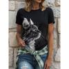 Women's T-Shirt Animal Cat Pattern Retro Fashion Classic Short-Sleeved Round Neck Women Summer Clothing