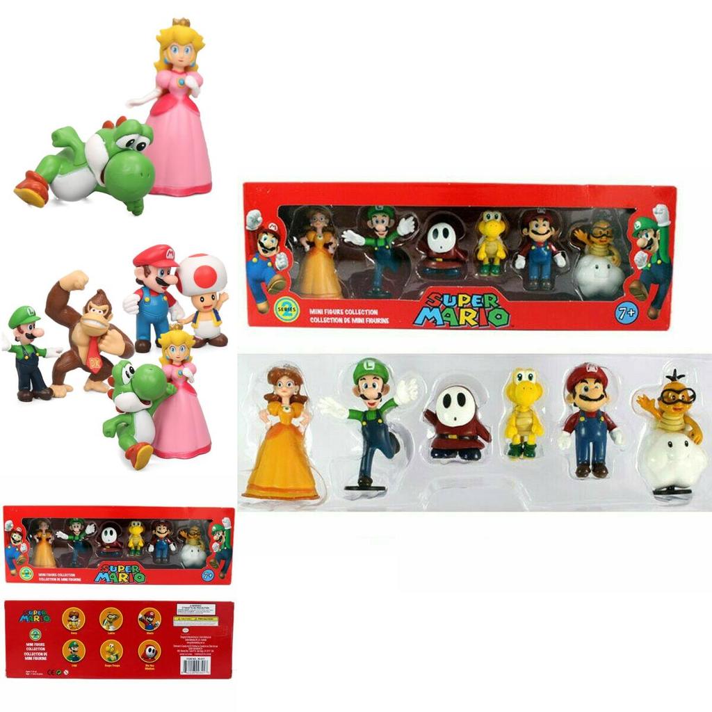 Super Mario Bros Action Figures Collection Including Luigi Yoshi And Mushroom Toy Decorations For Kids