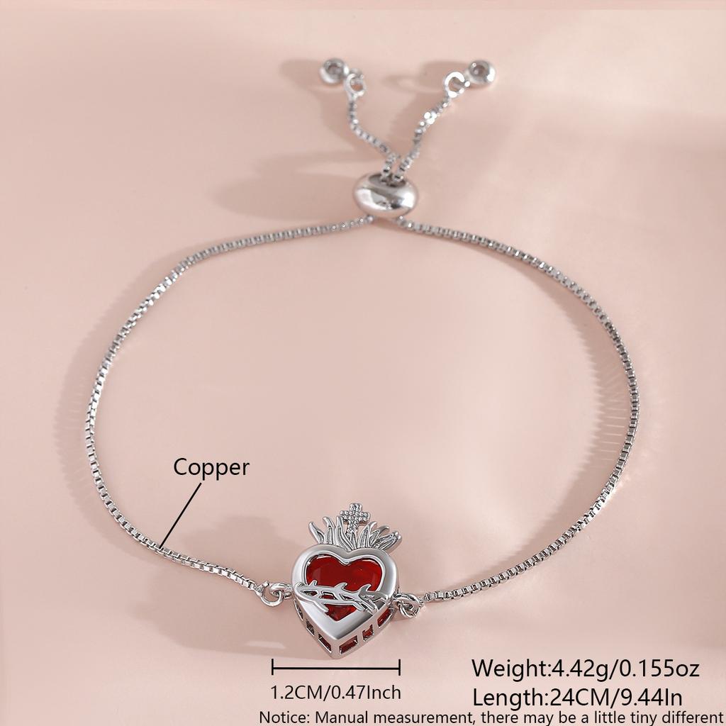 Fashion Heart-shaped Pendant Bracelet, Holy Heart Cross Bracelet, Versatile and Sweet Accessory