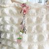 Handcrafted Pearls Beaded Keychain Cherry and Bowtie Charm Keyring Pendant Handmade Bag Decoration Women Accessory