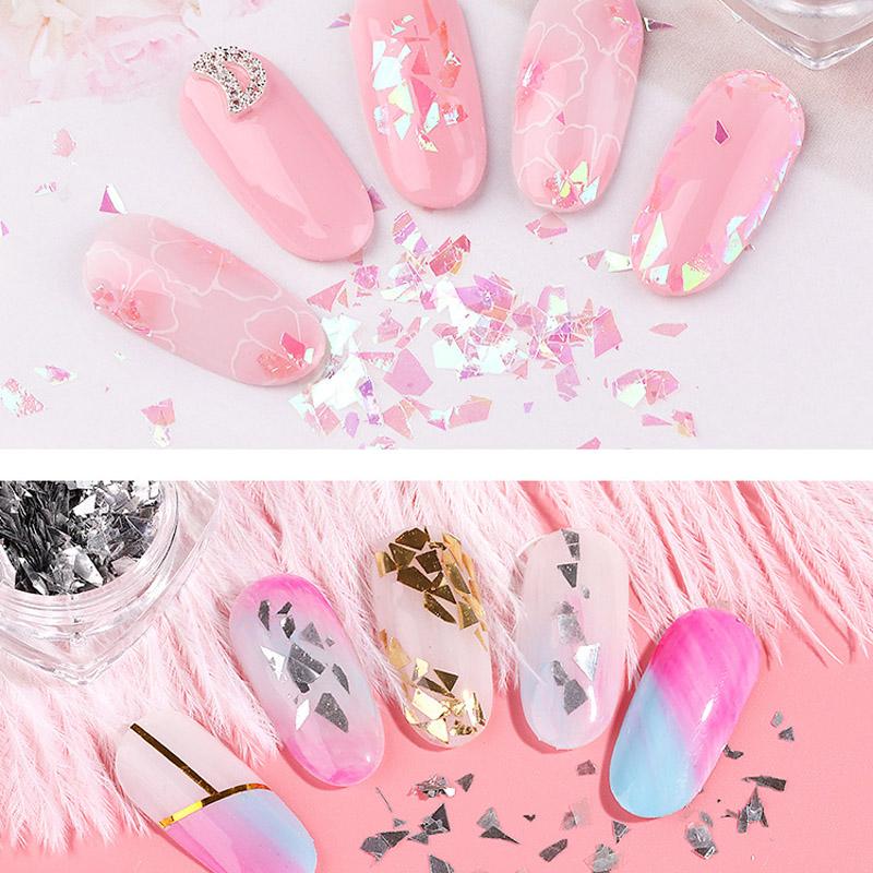 Cellophane Manicure Stickers Colored Cellophane Fragments Irregular Magic Color Aurora Paper Manicure Decoration