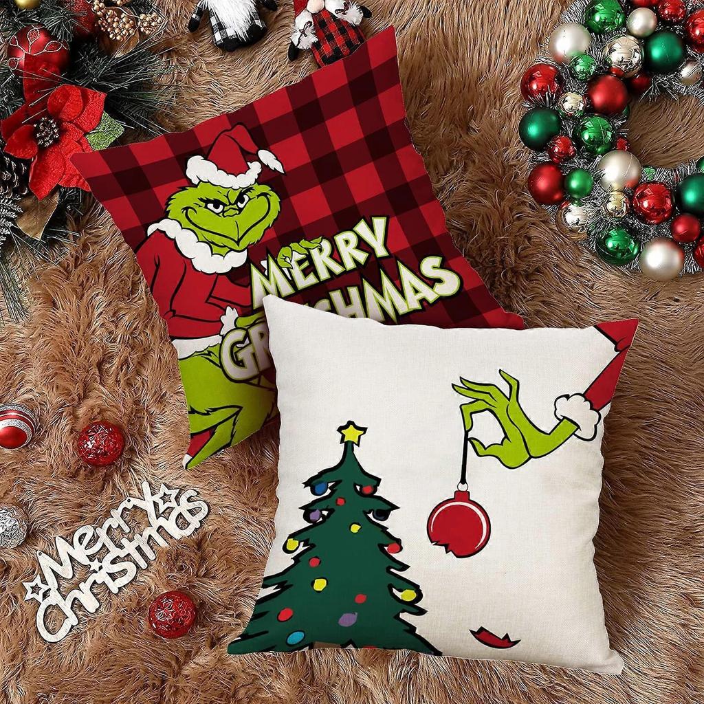 Christmas Pillow Covers 18x18 inch Set of 4 Red Buffalo Plaid
