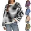 Maglione Pullover Casual da Donna a Righe con Girocollo e Maniche Lunghe per l'Uso Quotidiano