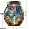 2D Flat Acrylic Mason Jar Hangings Decor, Plants Flowers, Fairy, Hummingbird, Mason Vase Painted Outdoor Decor Living Room Wall Window Pendant