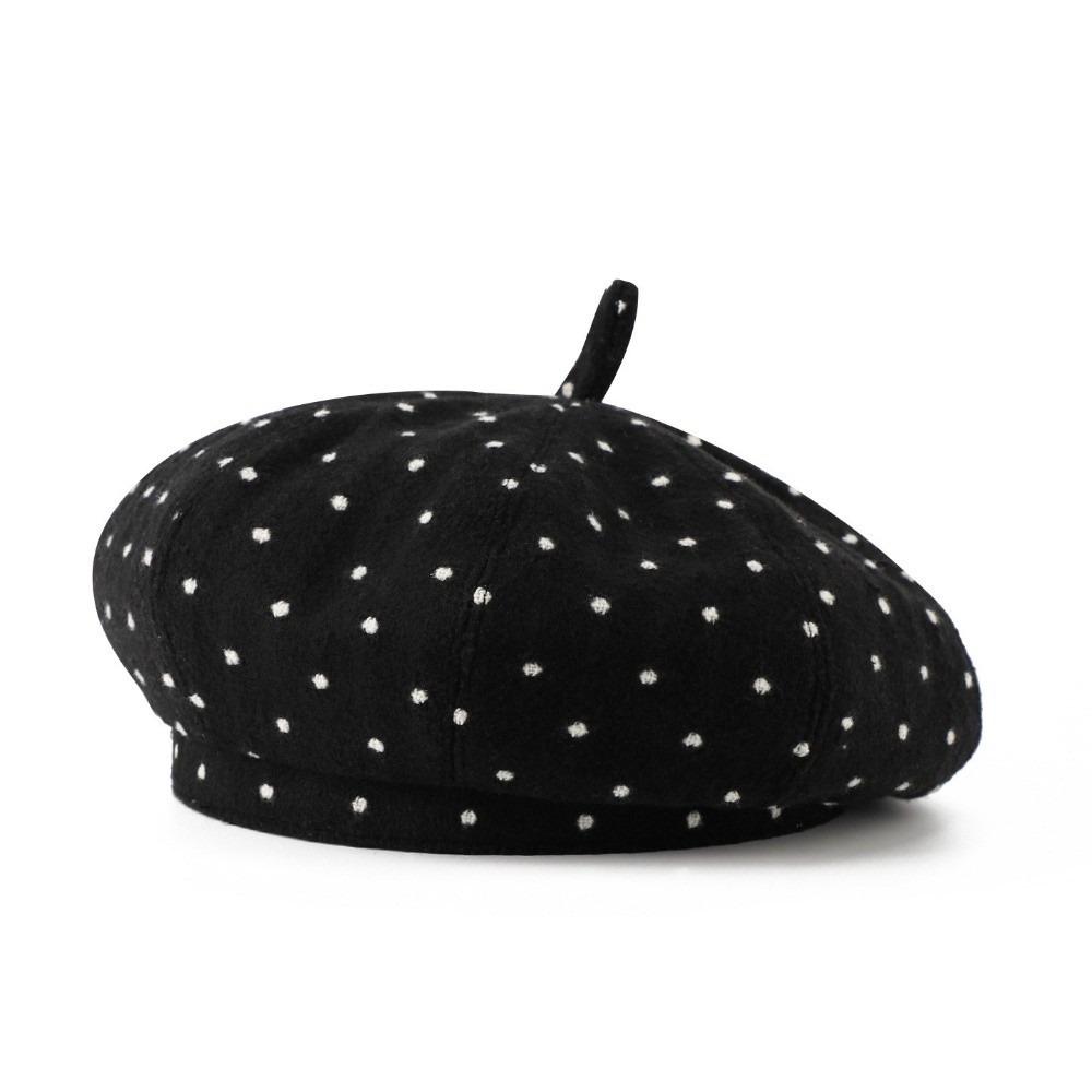 Polka Dot Painter Beret Cap Vintage Autumn Winter Beret Elegant Women's Beret Hat for Women