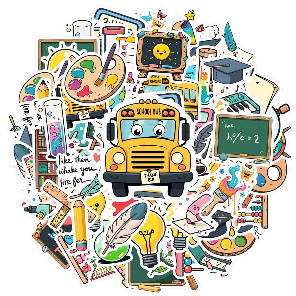 Playful Study Decals Cartoon Learning Teacher Reward Stickers Stationery Stickers For Fridge Laptop Guitar