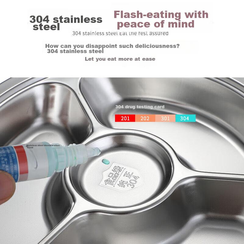 Maxcook (Maxcook) 304 Stainless Steel Divided Lunch Tray, Fast Food Plate, Student Meal Box, Four Compartments, Thickened And Enlarged, 25cm MCFT803