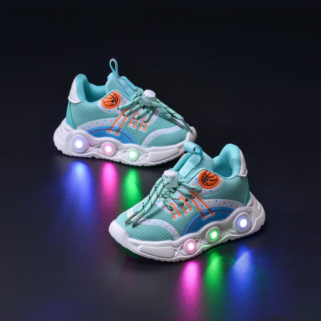 TS JYL JK135 Kids LED Sensor Basketball Shoes Mesh Upper Anti Slip Sole For Active Young Boys
