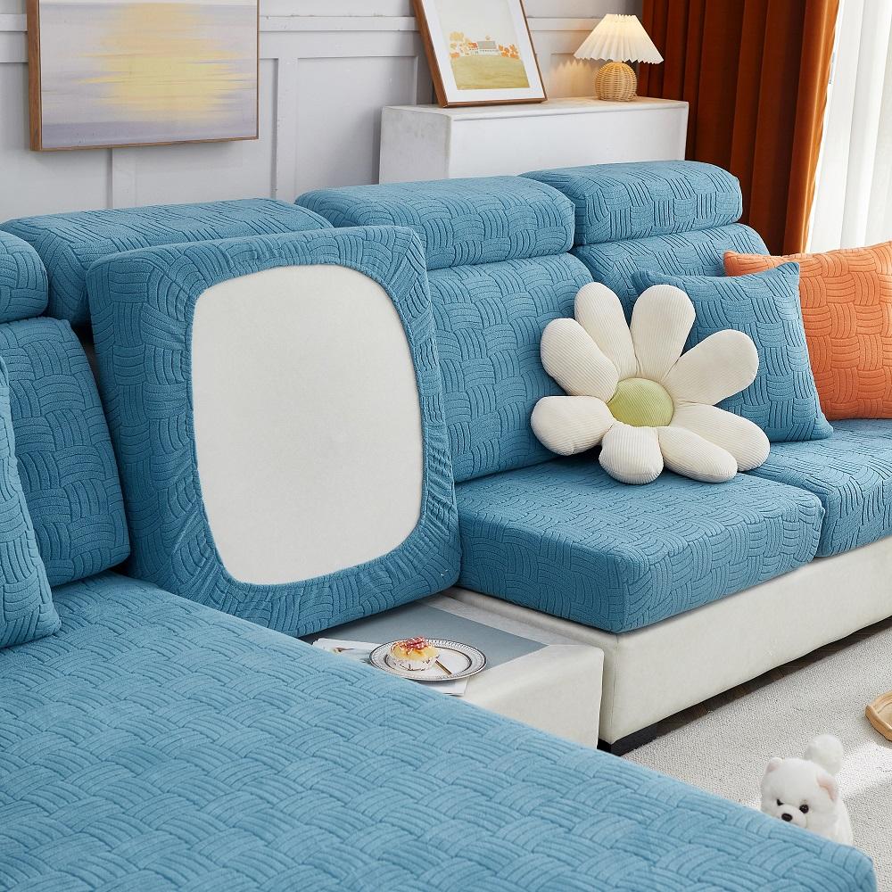 Jacquard Sofa Seat Cover Cushion Strech Warm Seat Covers Solid Color Armchair Slipcover Luxury Thick Couch Covers Pet Kid