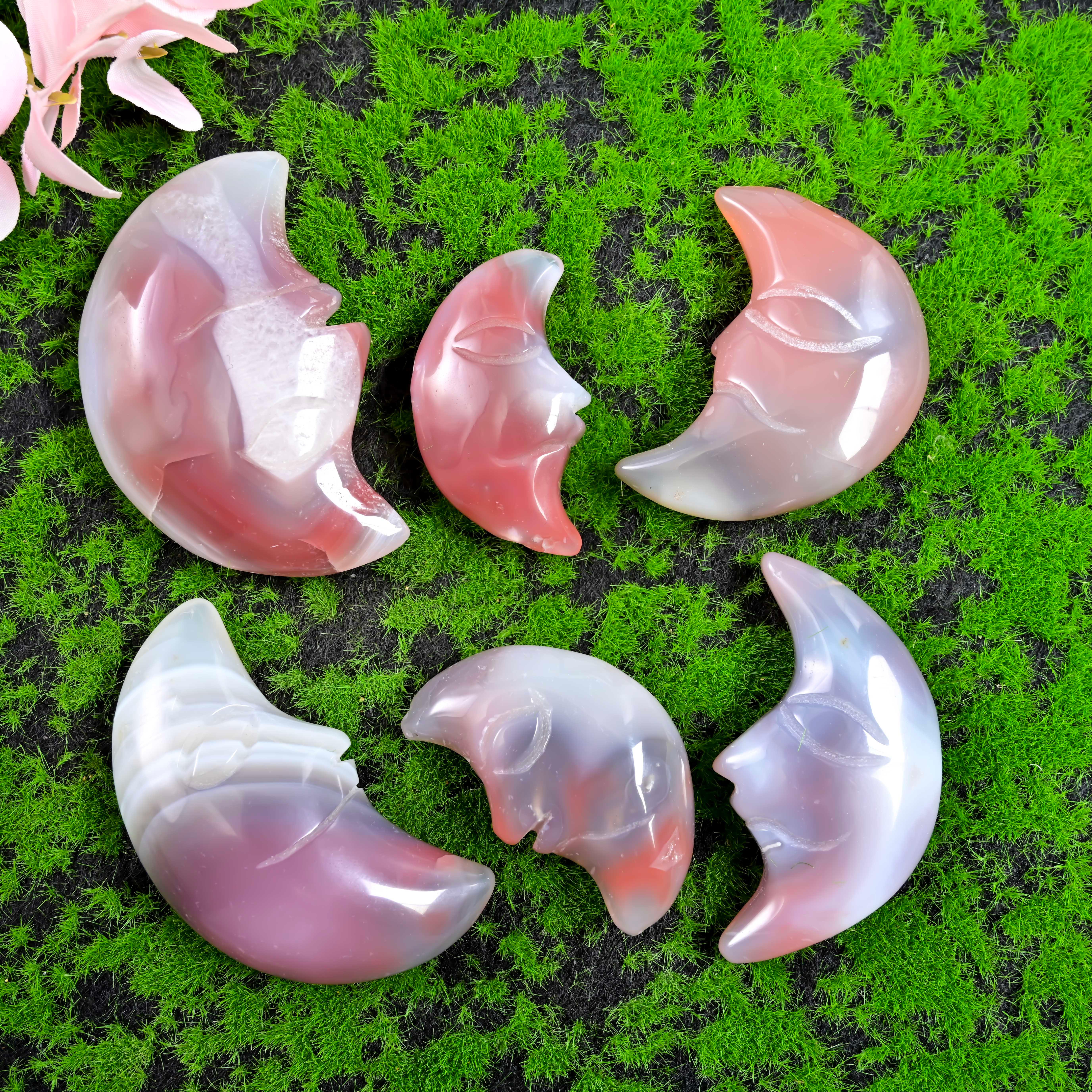 Natural Crystal Carvings Crystal Moon Carnelian Moon Face Red Agate Moon for Valentine s Day Thanksgiving Day (Carnelian,6-8cm) карнеол