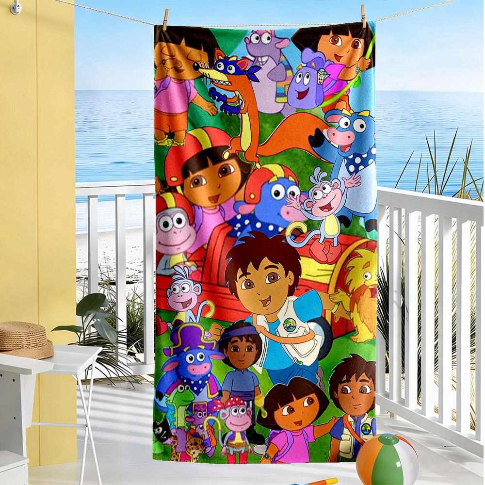Dora Explorer Beach Towel Soft Durable Quick-Dry Comfortable Lightweight Portable for Swimming,Beach,Camping, Travel, Beach Accessories,Gym