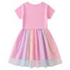 Children's Korean Style Rainbow Sequin Princess Dress - Short Sleeve for Summer, Long Sleeve for Spring/Autumn