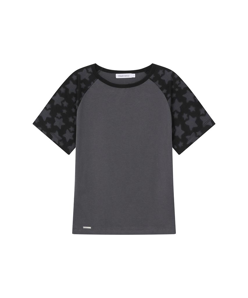 MISEKI SEOUL Midnight Stars Raglan Short Sleeve Charcoal