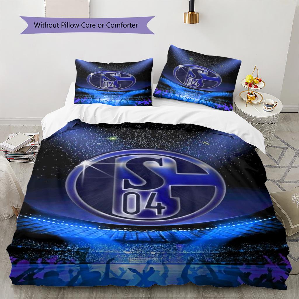 FC Schalke 04 Pattern Bedding Set Quilt Cover Pillowcase Home Decor Gift (1 * Duvet Cover + 2 * Pillowcase, Without Core)