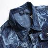 2024 Autumn And Winter New European And American Plus Size Men'S Loose Denim Jacket Jacket Irregular Tie Dye Trendy Men'S Top