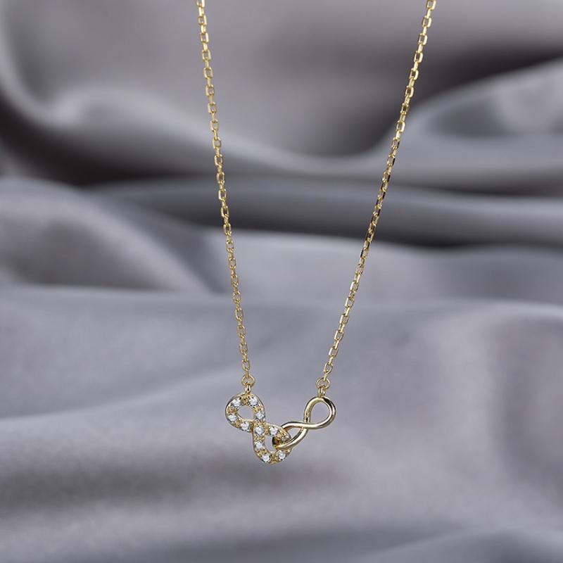 Fashion Jewelry 925 Silver Infinity 8-shape Pendant Necklace for Women Sterling Silver Luxury Clavicle Chain Necklace