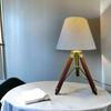 Wooden Tripod Lamp with Jute Shade Unique Table Lamp for Bedroom Office Decor Perfect