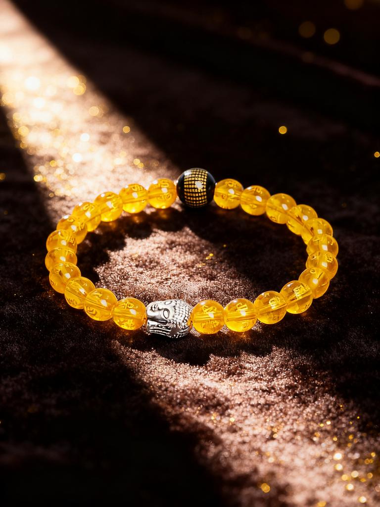 Colorful Crystal Six Syllable Mantra Beads Bracelet Natural Stone Prajna Paramita Heart Sutra Retro Buddha Head Energy Jewelry