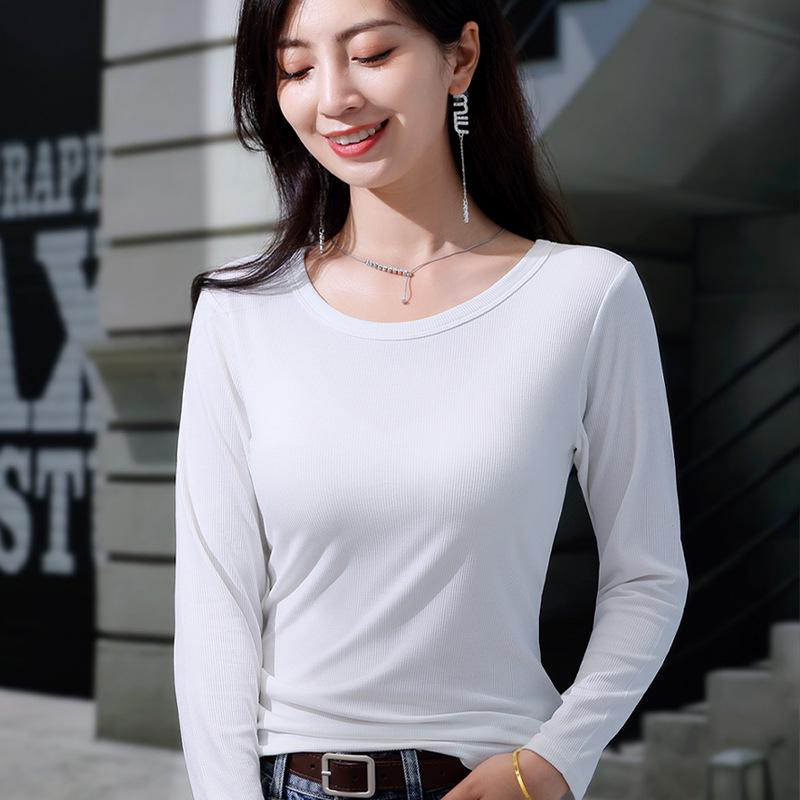 Autumn Korean Style Women's Slim-Fit Long Sleeve Round Neck T-shirt