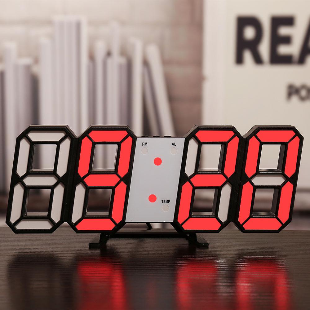 3D LED Digital Clock with Alarm, Calendar, and Thermometer for Living Room Wall
