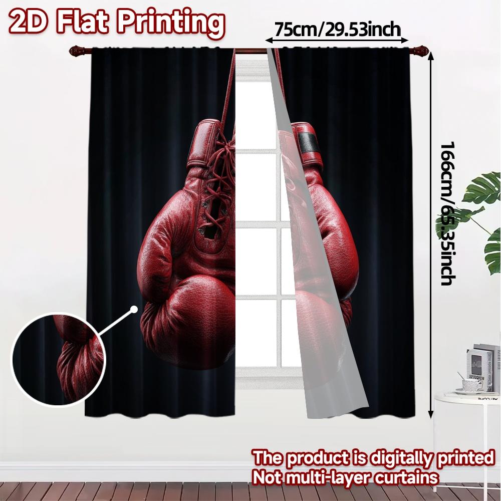 2pcs   2D FLAT PRINTING Curtains (Without Rod) Boxing Passion Popular Curtain Versatile Polyester Curtains Gifts Suitable for