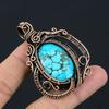 Tibetan Turquoise Pendant, 999 Copper Wire Wrapped Gemstone Jewelry, Handmade Pendant, For Thanksgiving