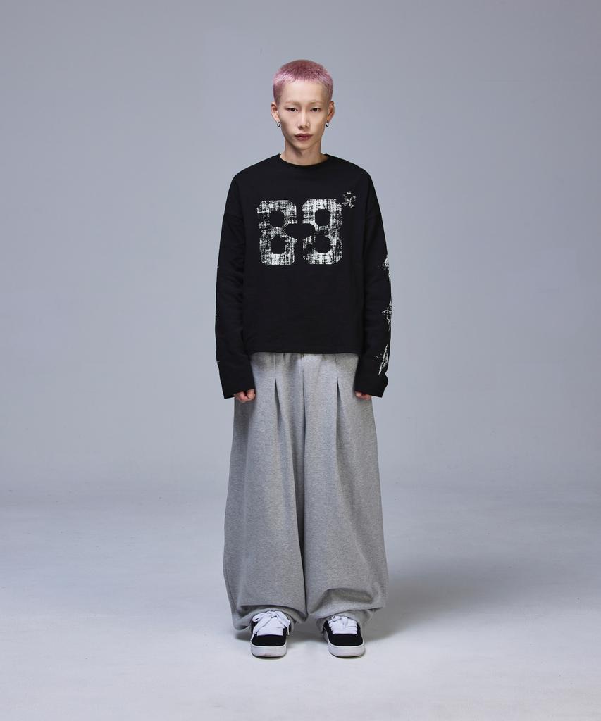 SCALLYWAG Crop Vintage Diamond Long Sleeve [Black]