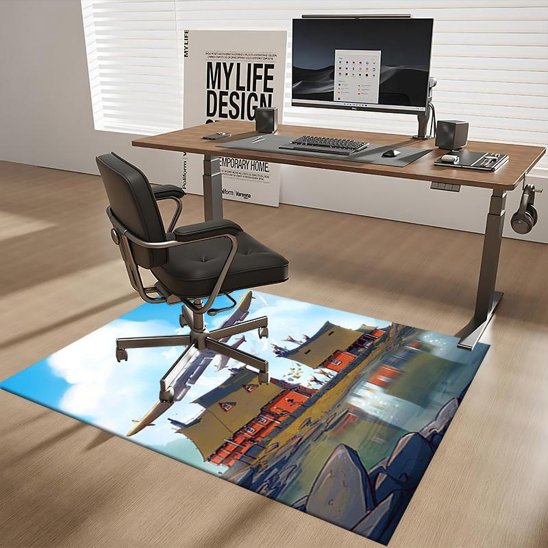 1pc Vintage Airplane and Cat Adventure Chair Mat - Festive Gift for Office Chairs, Seasonally Universal, Suitable for Home Decor, Living Room, Bedroom