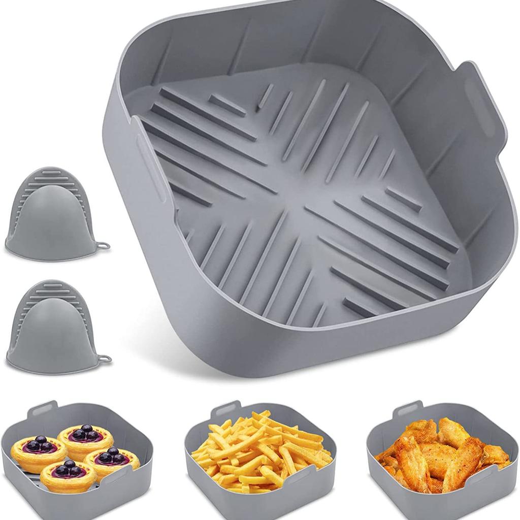 Silicone Air Fryer Basket Liners Square Square Silicone Pot Reusable Air Fryer Silicone Pots for Food Safe Oven Accessories