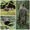 Disfarce ao ar livre Top 3D Folhas Decoração Respirável Cordão Botão Hunter Ghillie Manto Floresta Camuflagem Capa CS Treinamento Selva Jaqueta Com Capuz