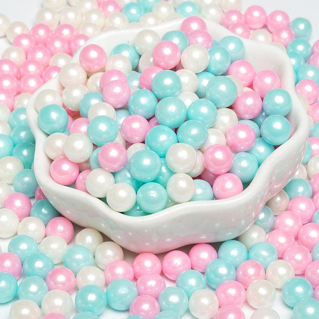 Decorações de Bolo de Pérolas de Açúcar Brancas, Douradas e Prateadas - Bolinhas Redondas para Confeitaria, Sorvete e Panificação - Pérolas de Açúcar Coloridas Mistas em Forma de Agulha.