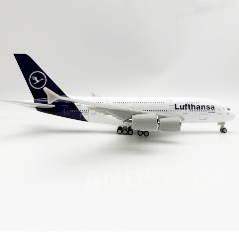 Display 1:240 Scale 380 Airbus Model 30CM New Lufthansa A380 Resin Airline Aircraft Model with Landing Gear Simulation Souvenir