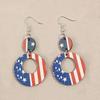 1 Pair Stylish Hoop Earrings Patriotic Statement Earrings Wood Texture Perfect for Patriotic Celebrations and Party