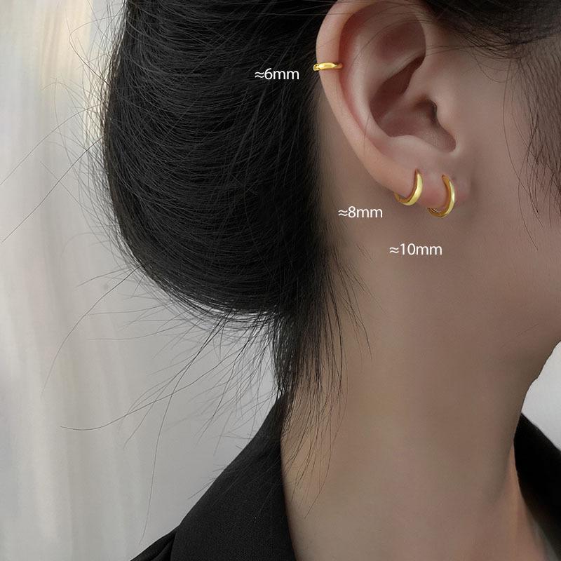 S925 Silver French Hoop Earrings Women Punk Geometric Cartilage Piercing Jewelry Small Hip Hop Earrings