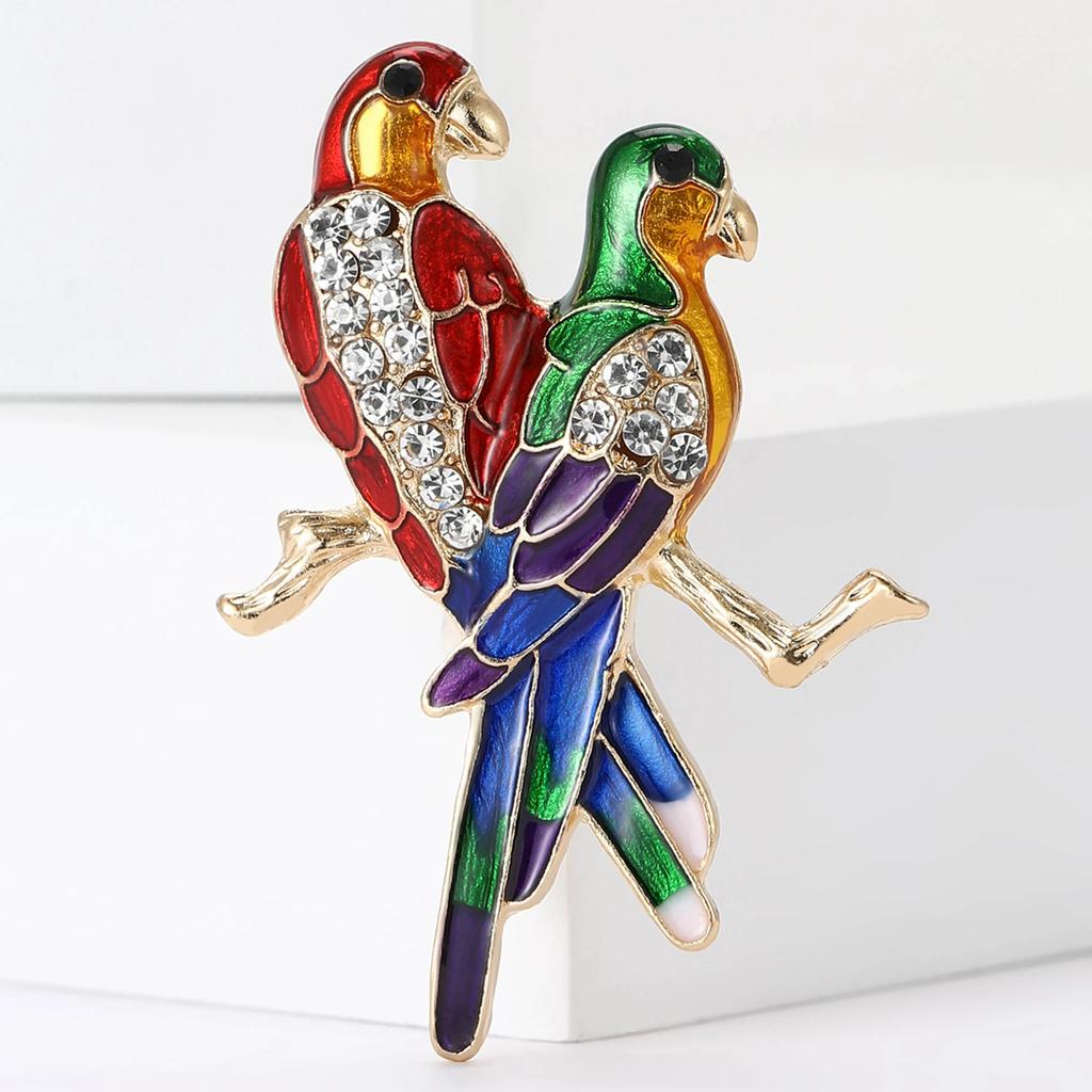 Rhinestone Parrot Brooches for Women Unisex Animal Pin Bird Lapel Pins Event Funny Luxury Gifts New Year Friends Decoration
