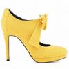 LOSLANDIFEN Nestest Fashion Women High Heels Shoes 11CM Platform Pumps Candy Color Bow Nightclub Flock Wedding  Plus Size