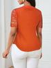 Women's Summer V-neck Embroidered Hollow Short-sleeve Shirt