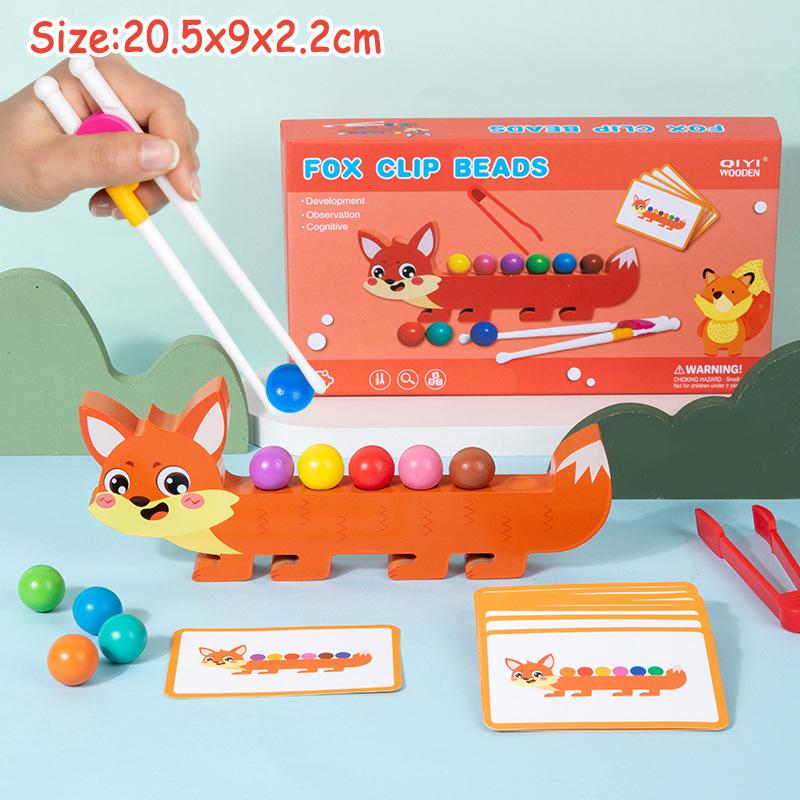Gioco di Abbinamento Colori e Ordinamento per Bambini Giocattolo Creativo Montessori Clip Animali Perline Impilamento Gioco di Equilibrio Giocattolo per l'Educazione delle Abilità Motorie Fini del Bambino