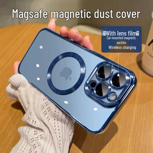 iPhone 17 Dustproof Electroplated Case with CD Pattern, Magnetic Suction, E Lens Film for 15 Pro, Soft Case Compatible with 16.