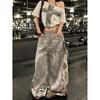 Womens Retro Leopard Patchwork Wide Leg Pants Loose Casual Streetwear Trousers